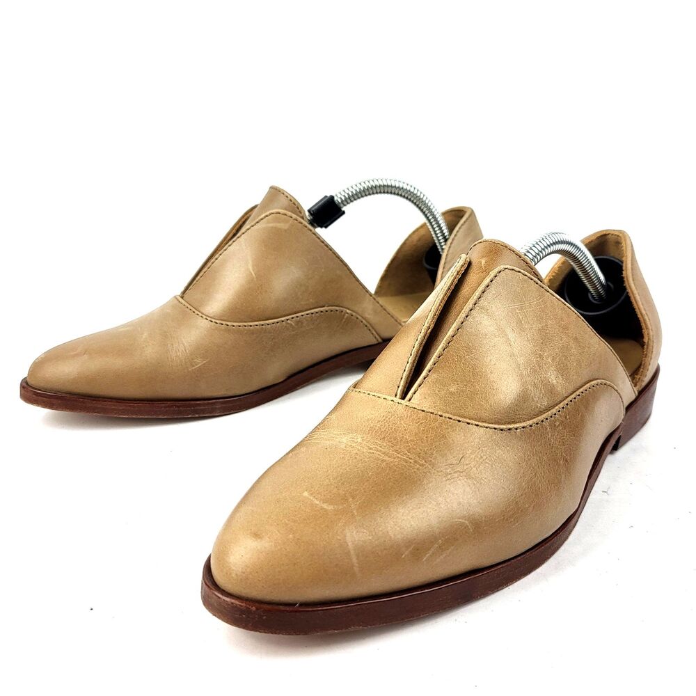 Nisolo Emma d'Orsay Oxford Almond Tan Leather Shoes Flats size 6.5